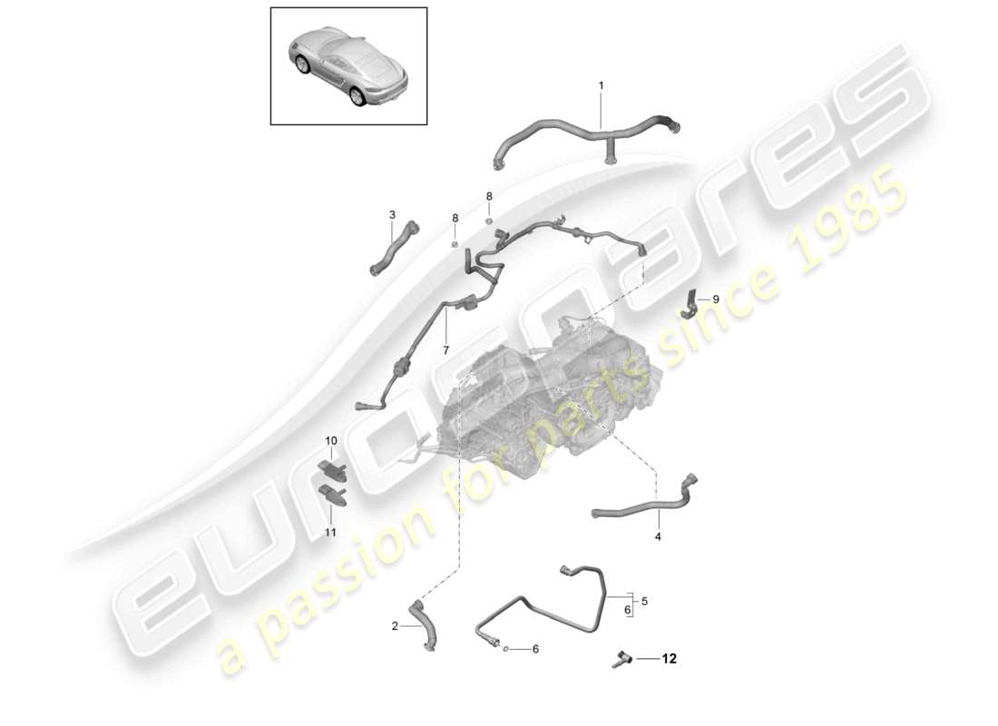 porsche 2023 (718 cayman) kurbelgehäuse entlüftungskomponente tankentlüftung vakuumpumpe teilediagramm