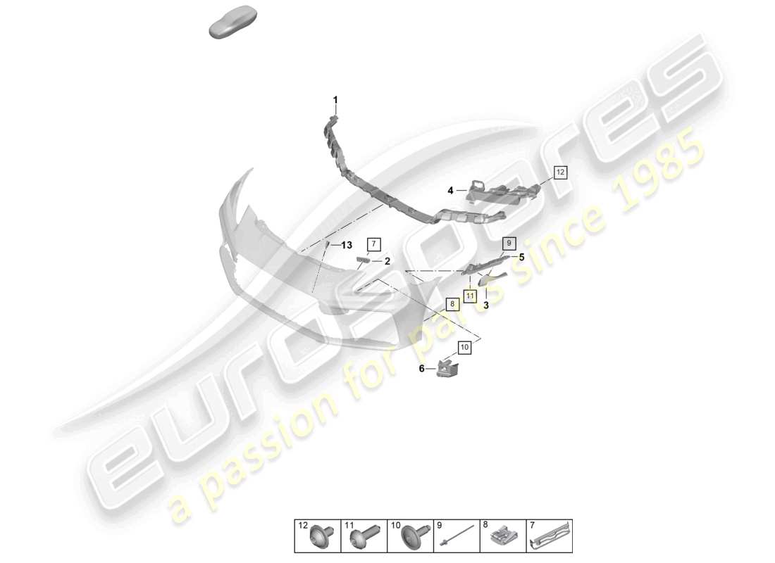 porsche 2024 (panamera 976) befestigungselemente vordere stoßstange teilediagramm