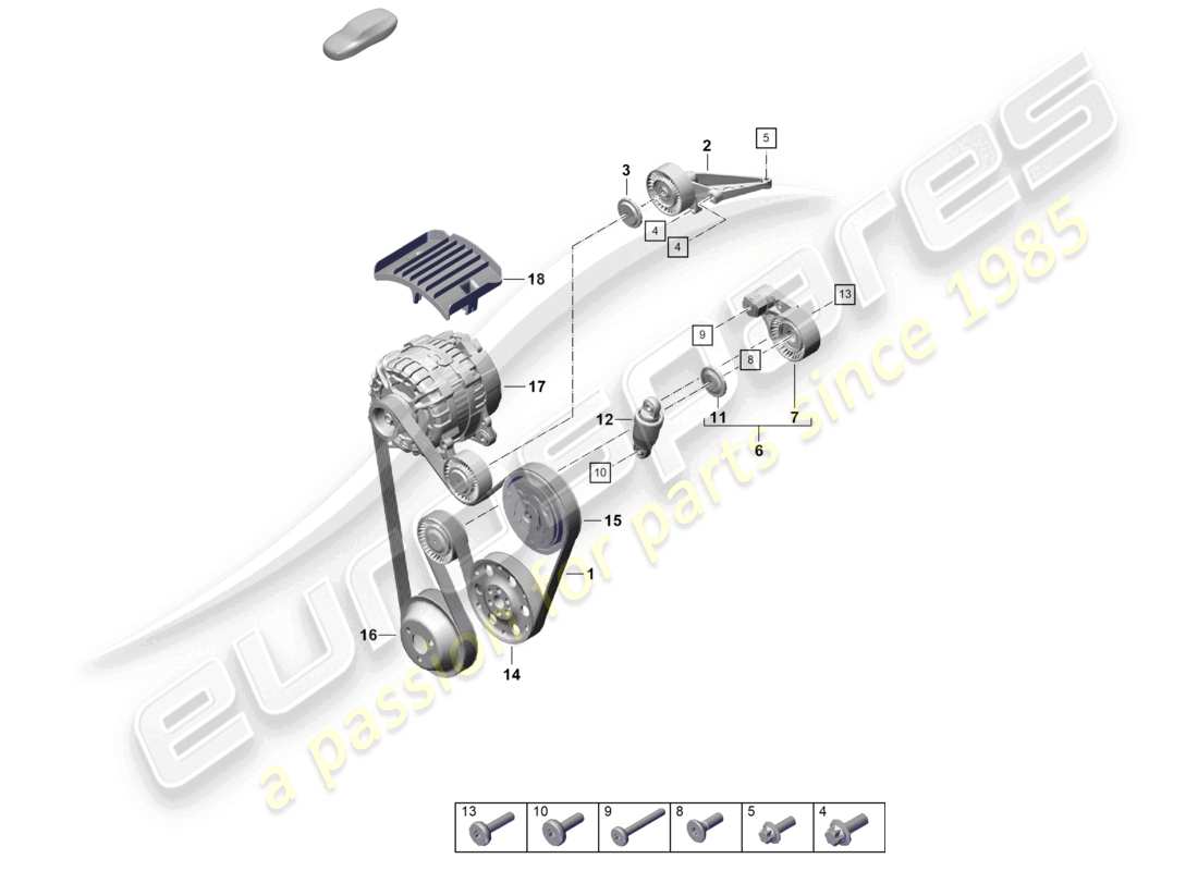 porsche 2023 (992-1 gt3/rs/st) poly-v-riemen riemenspanner dämpfer teilediagramm