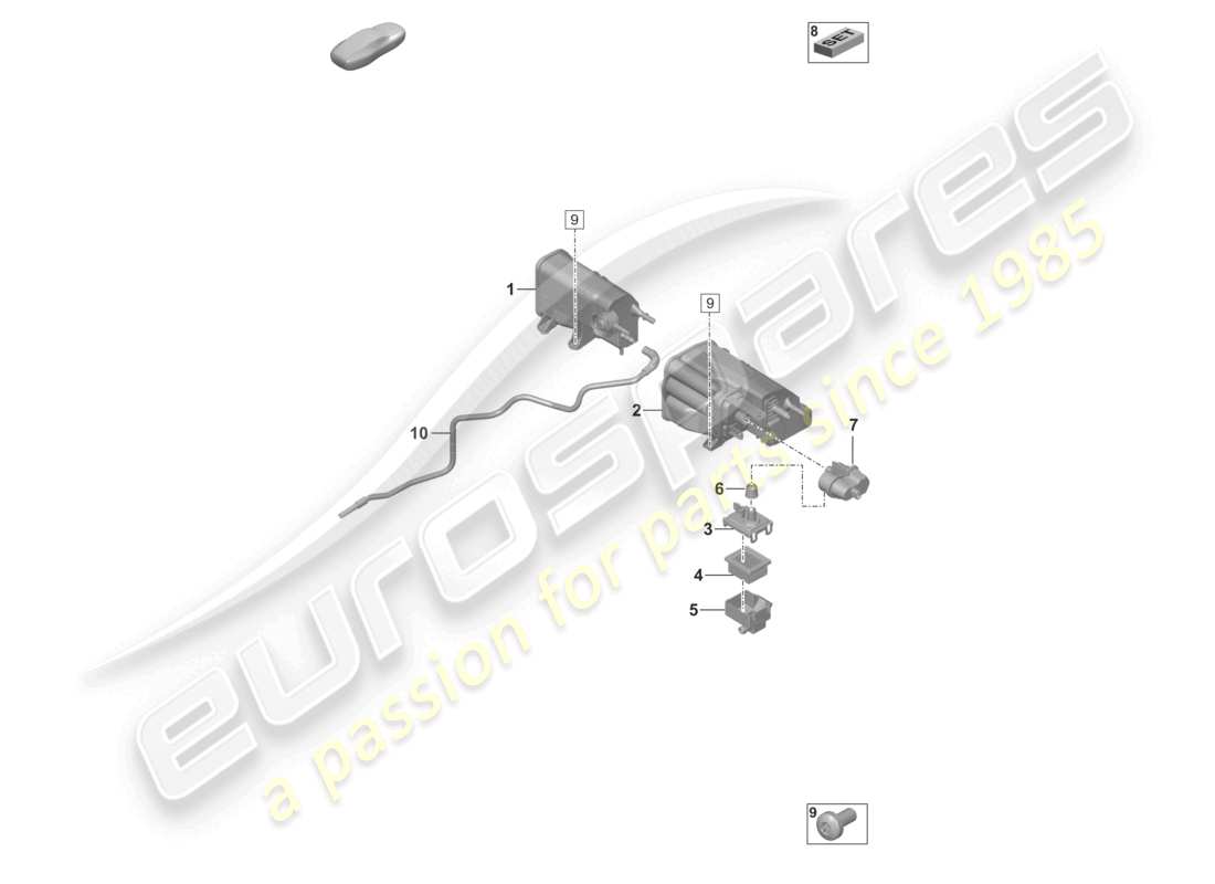 porsche 2023 (992-1 gt3/rs/st) aktivkohlebehälter teilediagramm