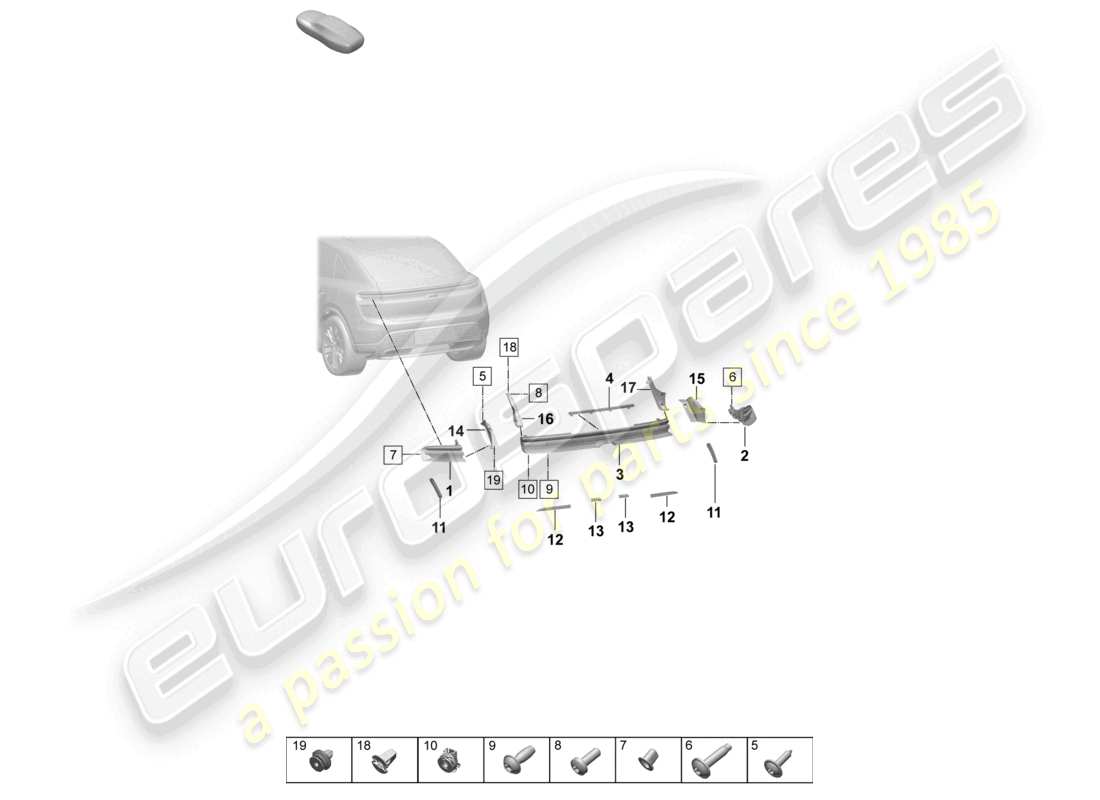 porsche 2024 (macan-e) rücklicht kennzeichenlicht rücklicht reflektor zusätzliches bremslicht teilediagramm