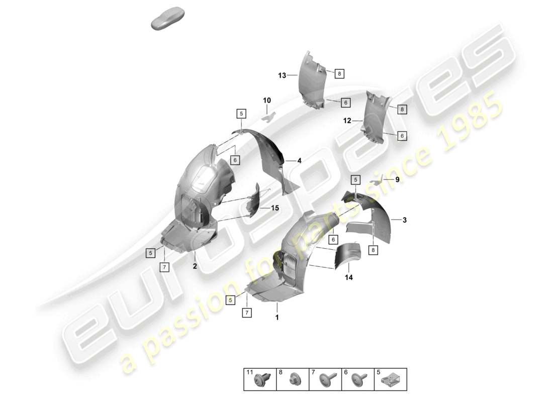porsche 2021 (718 cayman gt4) zierleiste radhausschale teilediagramm