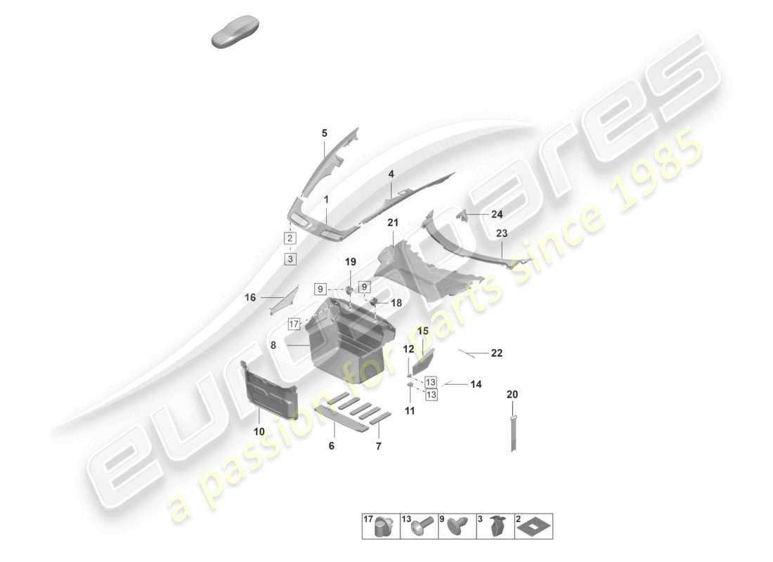 porsche 2022 (992-1 gt3/rs/st) gepäckraumverkleidung ersatzteildiagramm