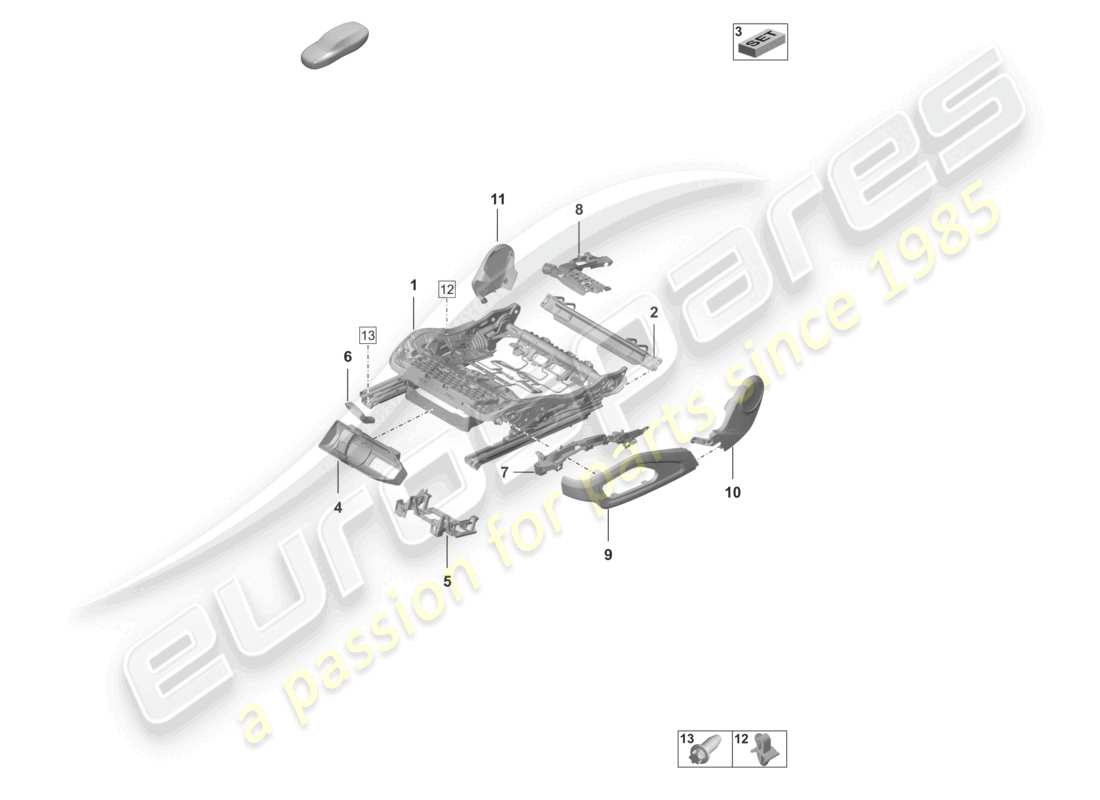 porsche 2021 (992-1 gt3/rs/st) sitzrahmen zubehör sonstiges teilediagramm