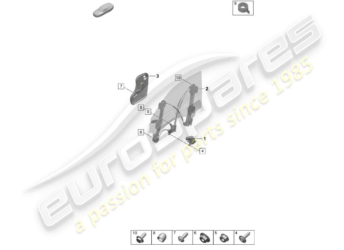 porsche 2025 (taycan 9j1-2) fensterheber vorne fensterhebermotor zubehör teileübersicht