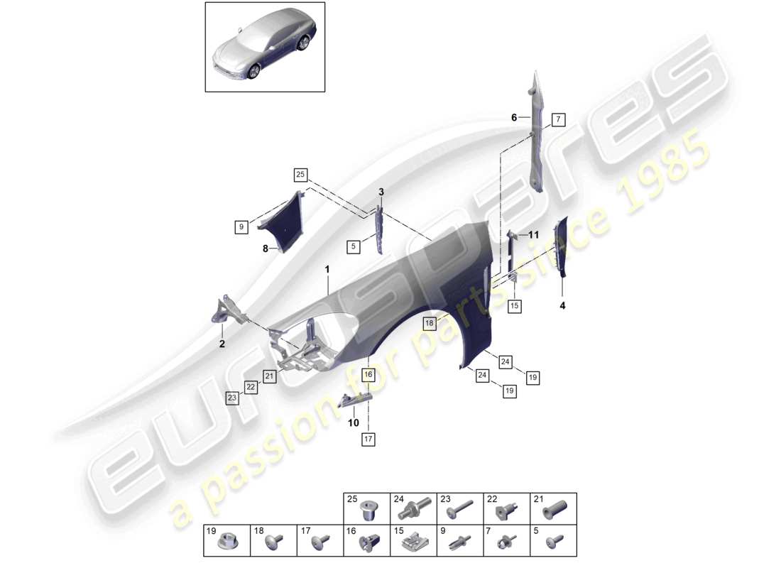 porsche 2021 (panamera 971-1) wing-teilediagramm