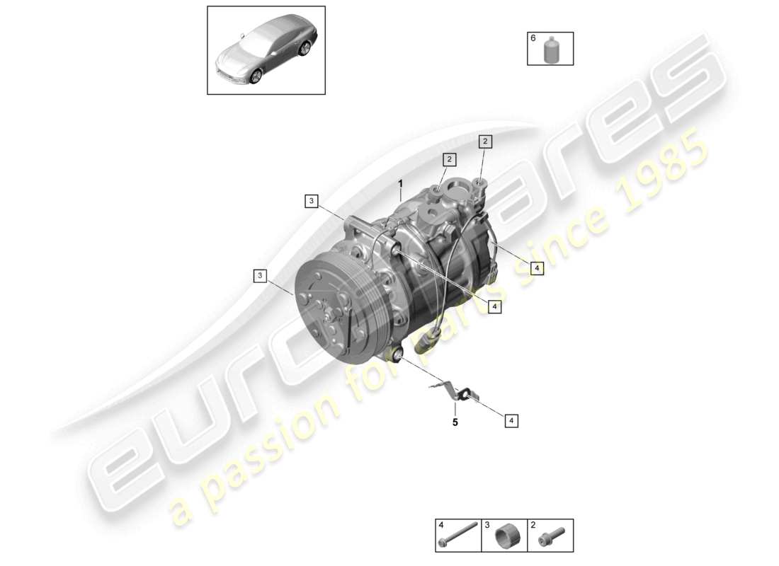 porsche 2021 (panamera 971-1) kompressor klimaanlage r134a ersatzteildiagramm