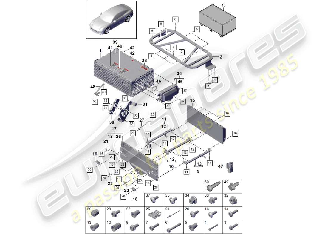 porsche 2021 (panamera 971-1) batterie für fahrzeuge mit hybridantrieb teilediagramm