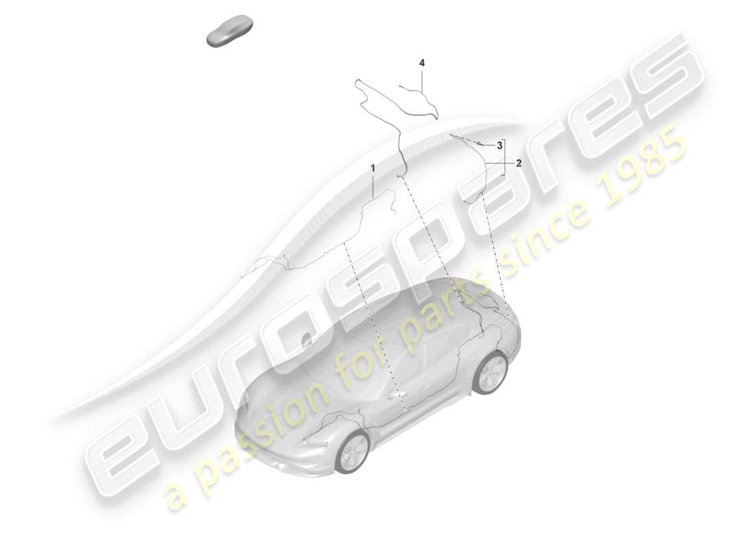 porsche 2020 (taycan 9j1-1) rohr-/schlauchleitung rückfahrkamera heckscheibenwischer teilediagramm