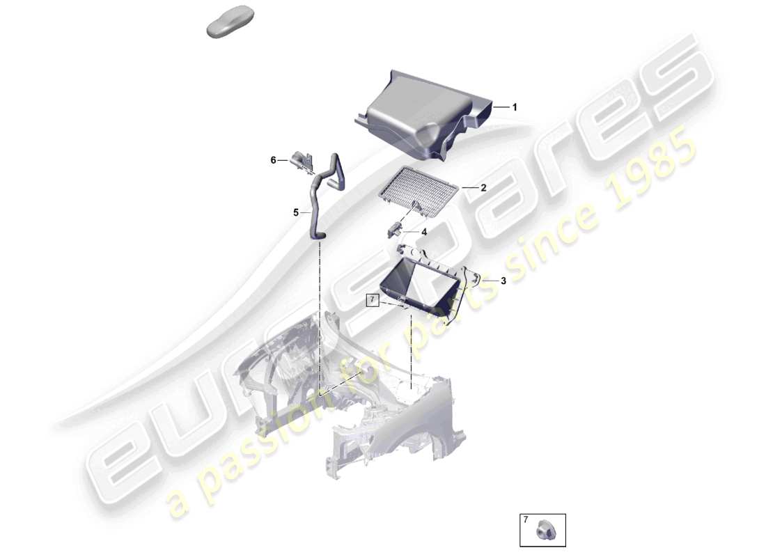 porsche 2023 (cayenne e3 pa) klimaanlage rhd kaltluftansaugung kupplungskastenkühlung teilediagramm