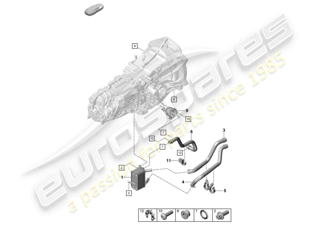 porsche 2021 (718 cayman gt4) ölleitung des wärmetauschers des schaltgetriebes wasserleitung teilediagramm