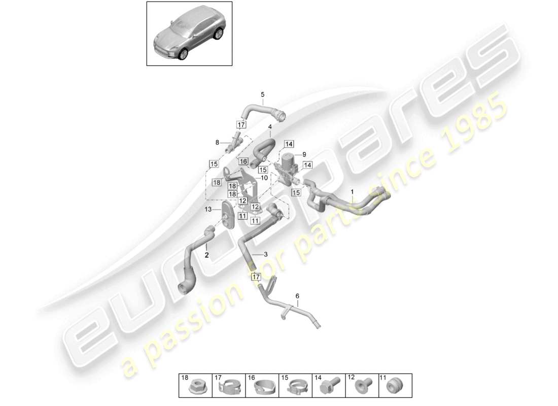 porsche 2021 (macan) heizung r4 tfsi; 2,0l wasserkasten für modelle mit zusatzheizung d >>- mj 2019 ersatzteilzeichnung