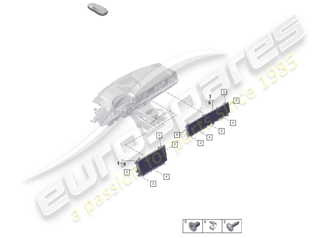 porsche 2023 (cayenne e3 pa) display-ersatzteildiagramm