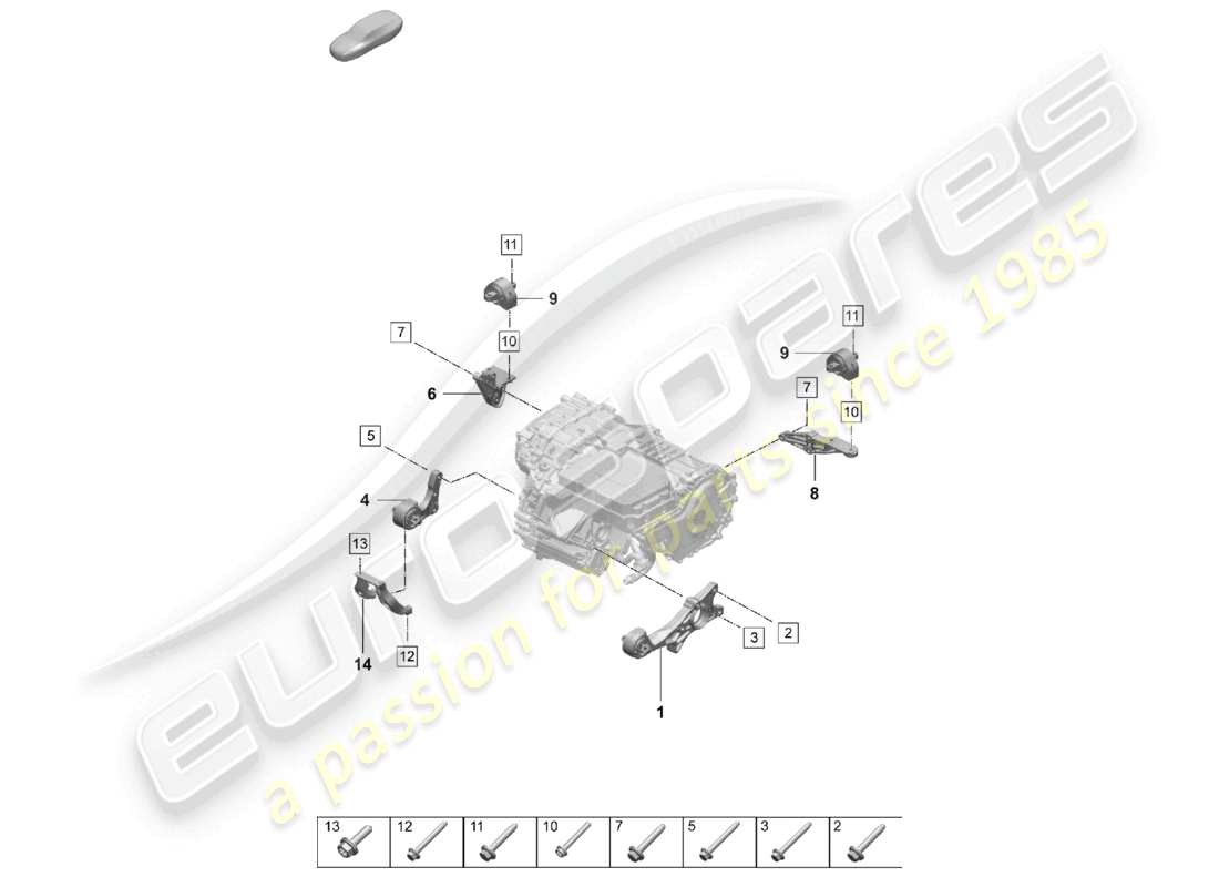 porsche 2026 (taycan 9j1-2) motorhebevorrichtung hinterachse sl:0emd teilediagramm