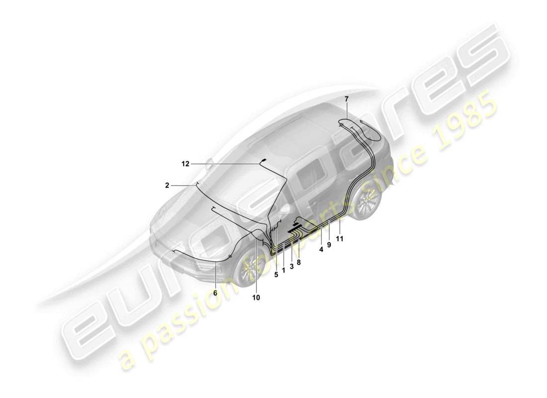 porsche 2024 (cayenne e3 9ya/9yb) antennenverbindungsleitung teilediagramm