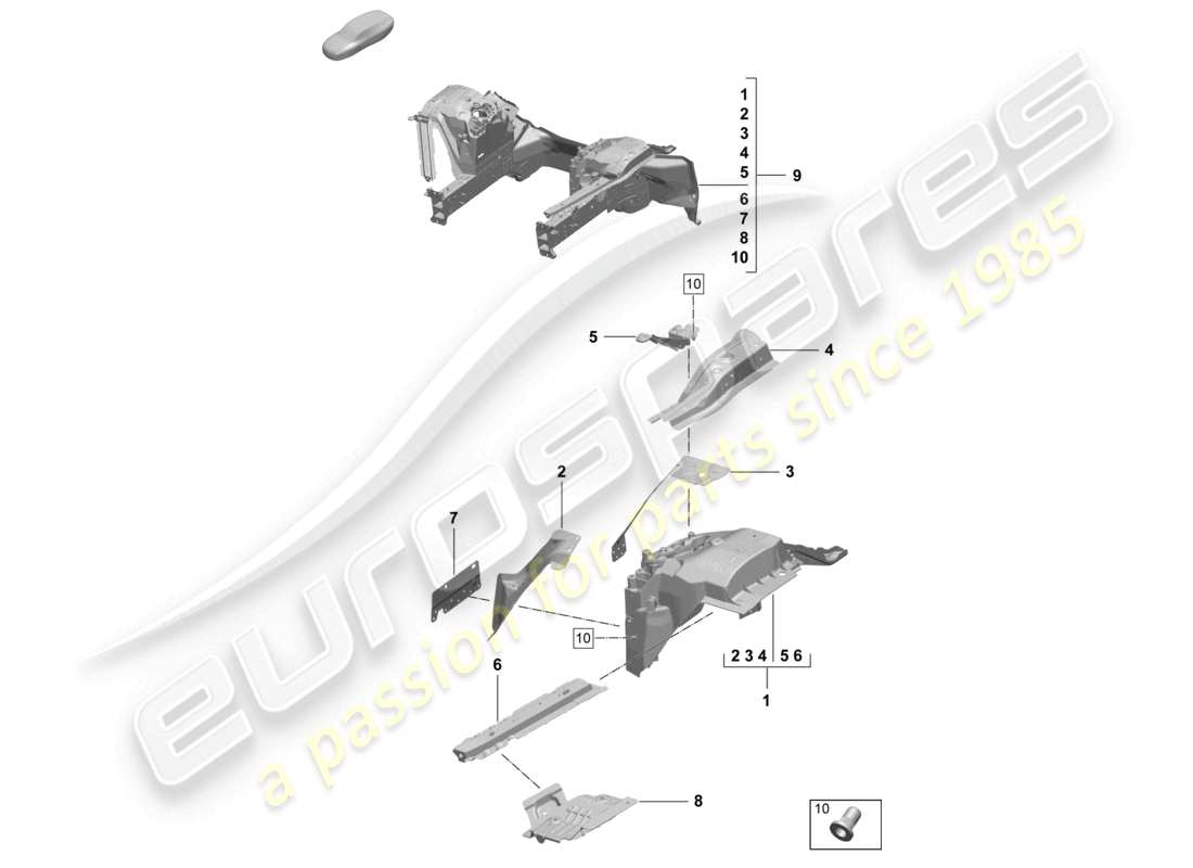 porsche 2024 (macan-e) vorderbau längsträger federbeinbefestigung teilediagramm