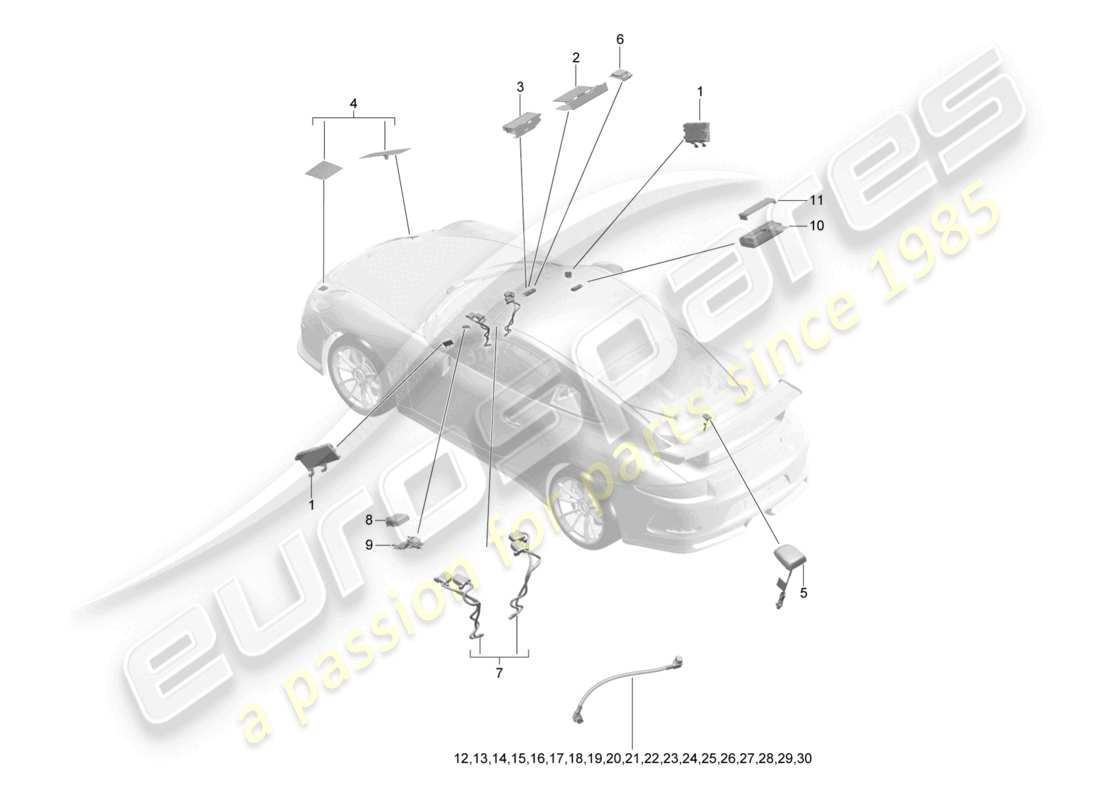 porsche 2021 (991-2 r/gt3/rs) antenne einzeldraht d - mj 2018>> teilediagramm