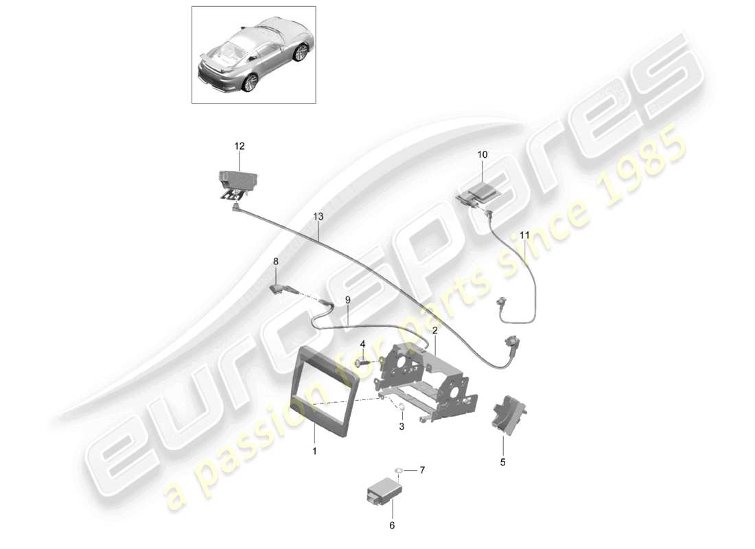 porsche 2021 (991-2 r/gt3/rs) elektrische teile für die navigationssystemvorbereitung j.. japan d >>- mj 2017 ersatzteildiagramm