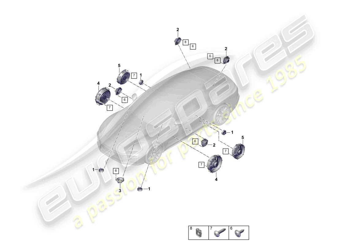 porsche 2024 (panamera 976) lautsprecher-teilediagramm