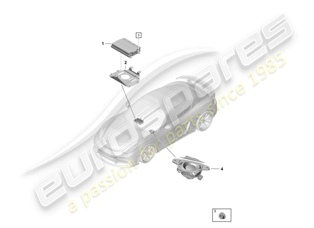 porsche 2023 (718 cayman gt4) verstärker-teilediagramm