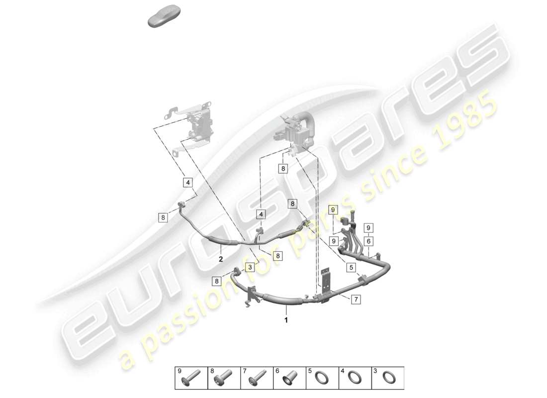 porsche 2025 (taycan 9j1-2) teilediagramm für den wärmetauscher einer klimaanlage