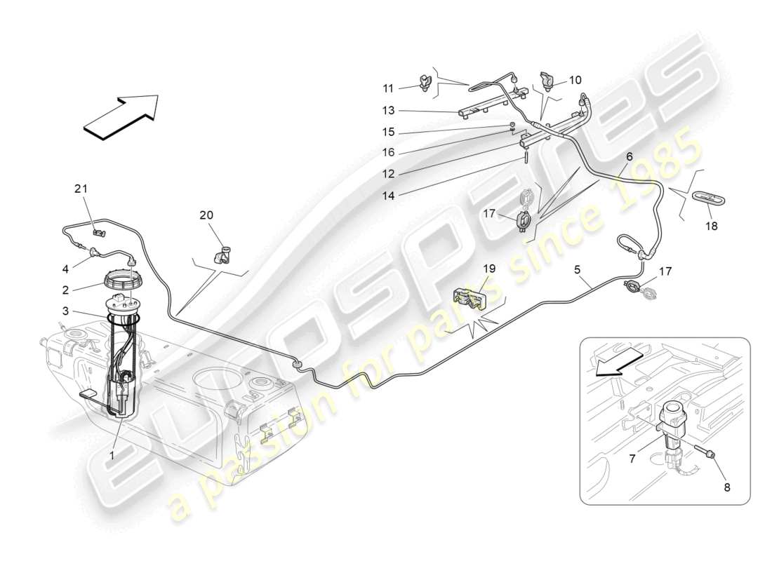 maserati granturismo mc stradale (2012) kraftstoffpumpen und anschlussleitungen ersatzteildiagramm