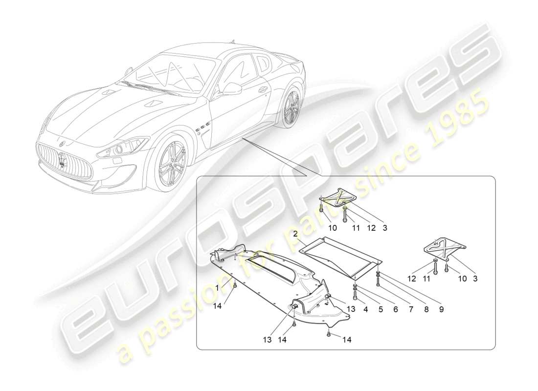 maserati granturismo mc stradale (2012) unterboden- und unterflurschutz teilediagramm