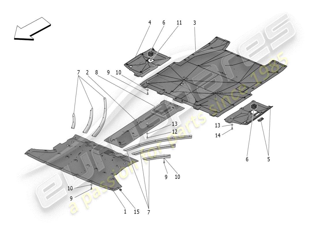 maserati mc20 (2024) unterboden- und unterbodenschutz teilediagramm