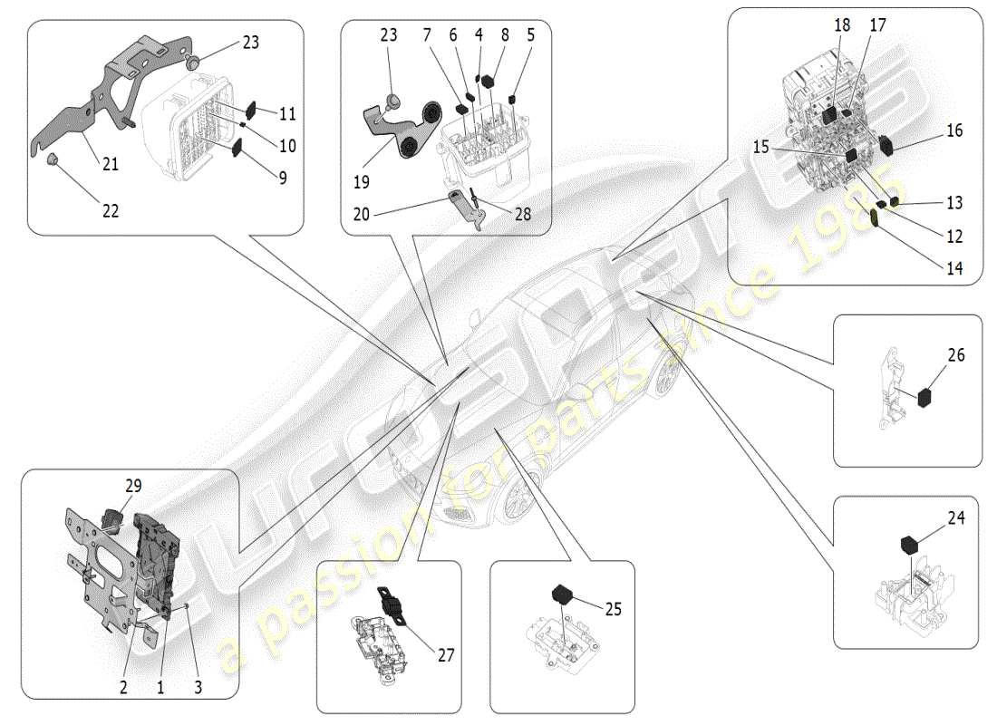 maserati grecale modena (2023) relais, sicherungen und kästen teilediagramm