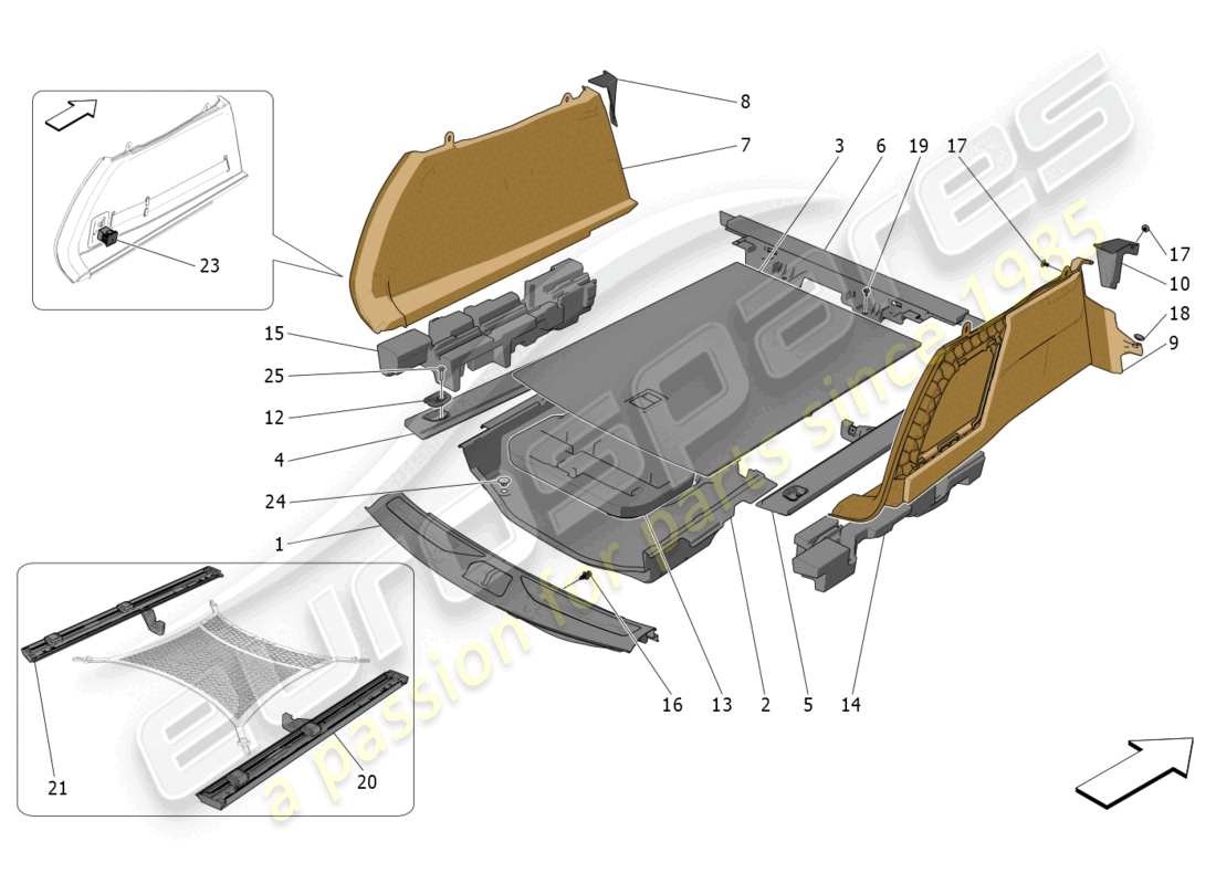 maserati grecale trofeo (2023) gepäckraummatten ersatzteildiagramm
