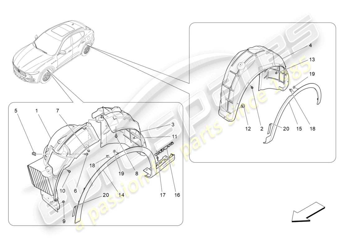 maserati levante trofeo (2020) radhaus und deckel ersatzteildiagramm