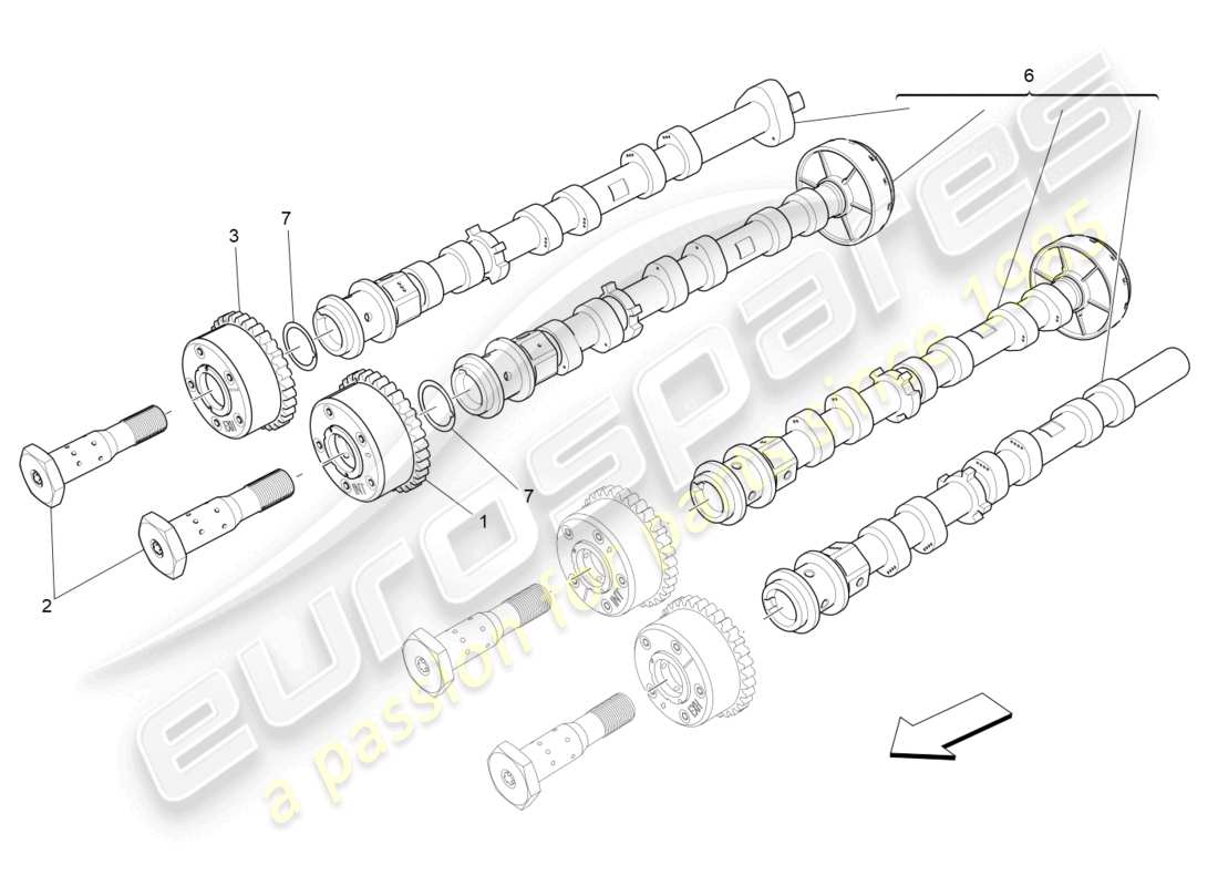 maserati levante (2020) rh zylinderkopf nockenwellen ersatzteildiagramm