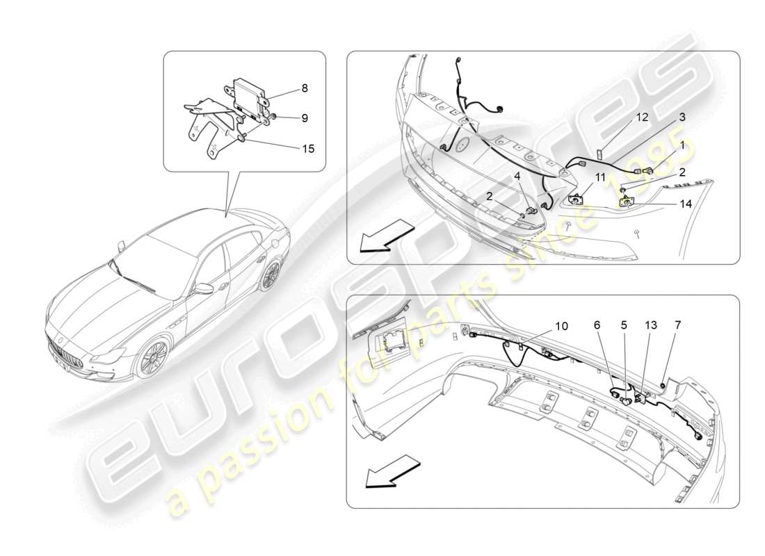 maserati quattroporte (2018) parksensoren teilediagramm