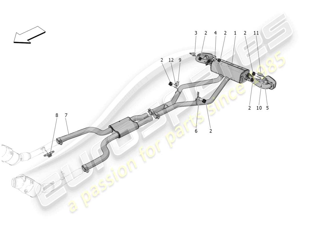 maserati grecale trofeo (2023) schalldämpfer ersatzteildiagramm