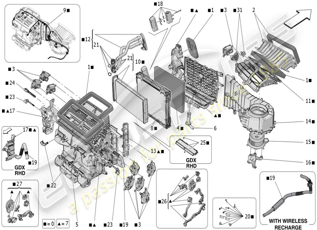 maserati grecale modena (2023) klimaanlage: armaturenbrettgeräte ersatzteildiagramm