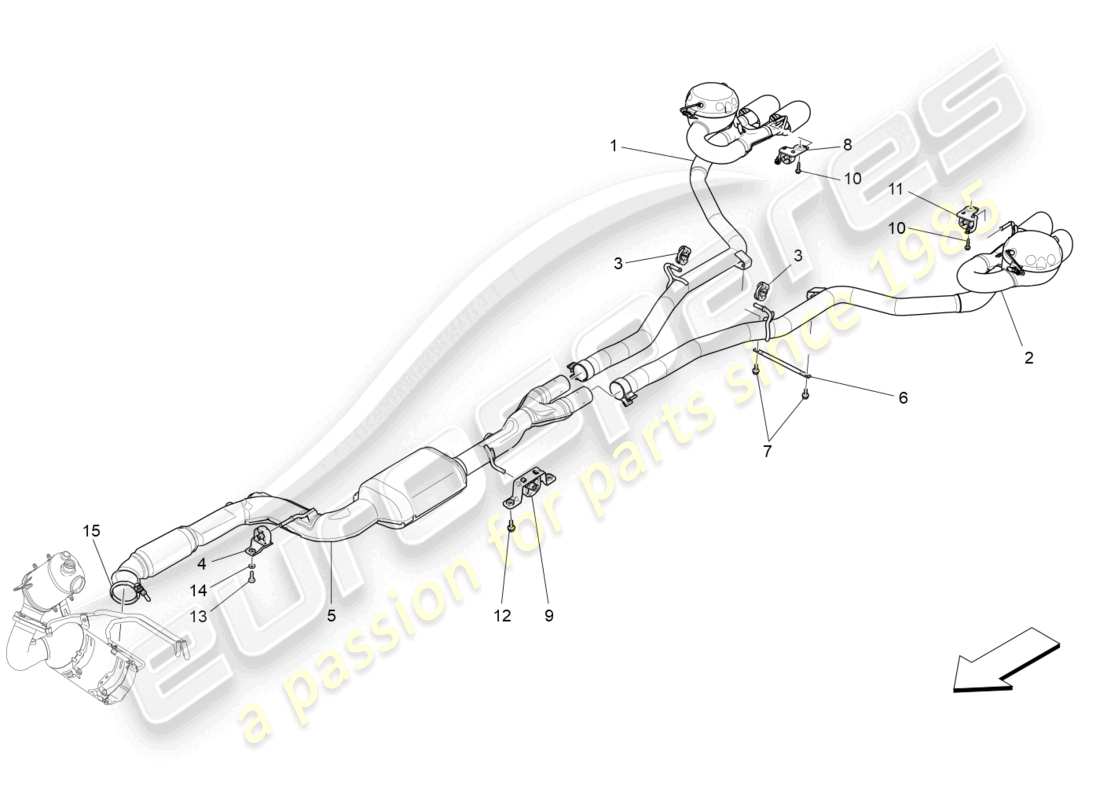maserati quattroporte (2018) schalldämpfer ersatzteildiagramm