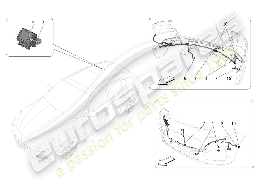 maserati grecale trofeo (2023) parksensoren teilediagramm