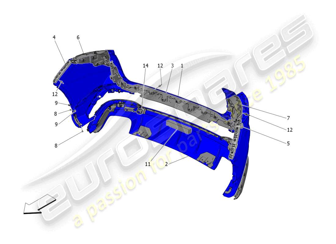 maserati grecale trofeo (2023) hintere stoßstange teilediagramm