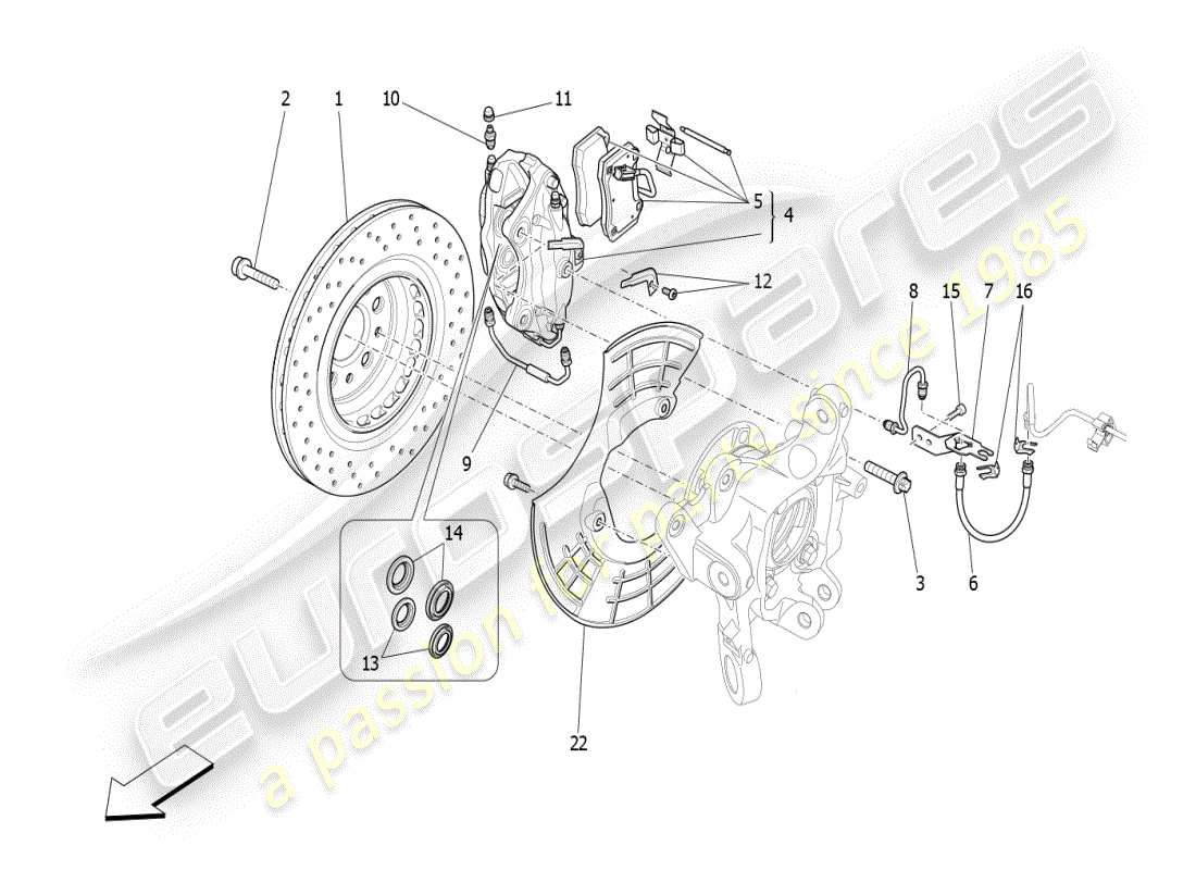 maserati ghibli (2021) bremsvorrichtungen an den hinterrädern ersatzteildiagramm