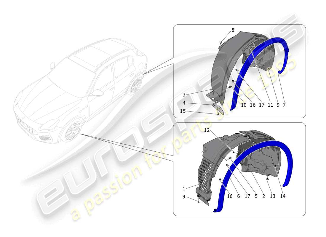 maserati grecale trofeo (2023) radhaus und deckel ersatzteildiagramm