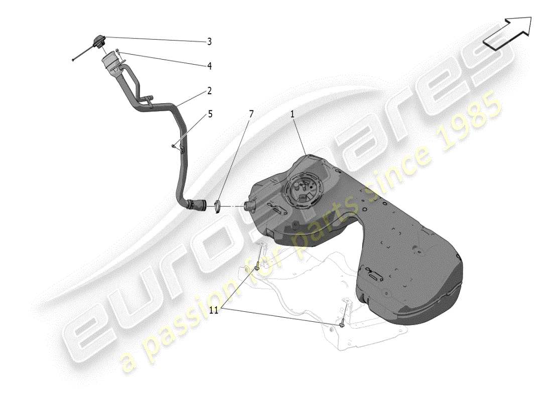 maserati grecale modena (2023) kraftstofftank teilediagramm