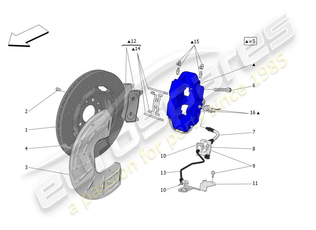 maserati grecale trofeo (2023) bremsvorrichtungen an den hinterrädern ersatzteildiagramm