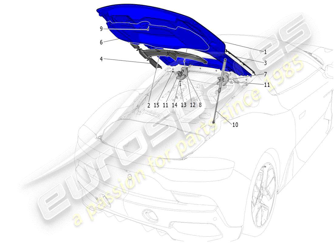 maserati mc20 (2024) hinterer deckel teilediagramm