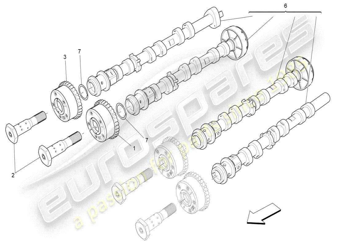 maserati ghibli (2021) rh zylinderkopf nockenwellen ersatzteildiagramm