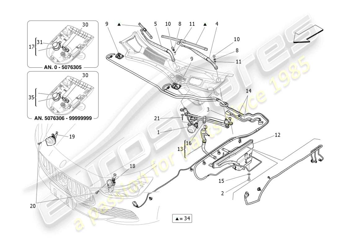 maserati ghibli (2018) externe fahrzeuggeräte teilediagramm