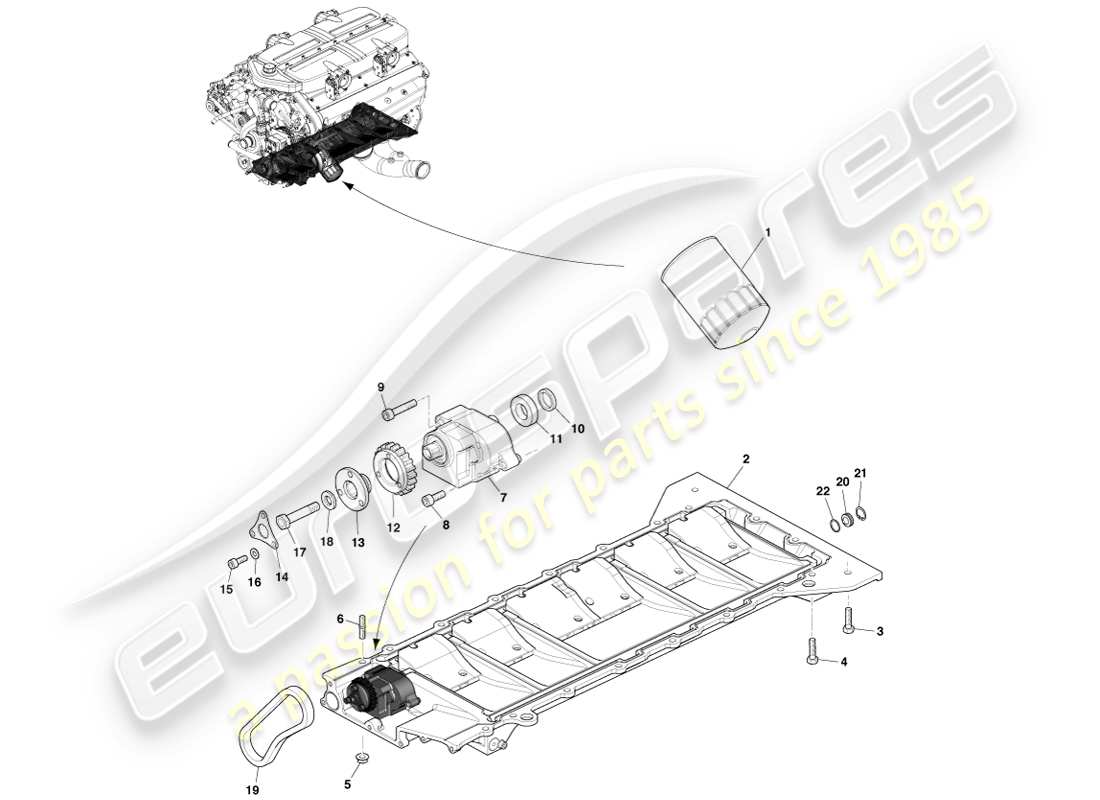 aston martin one-77 (2011) motorschmierung teilediagramm