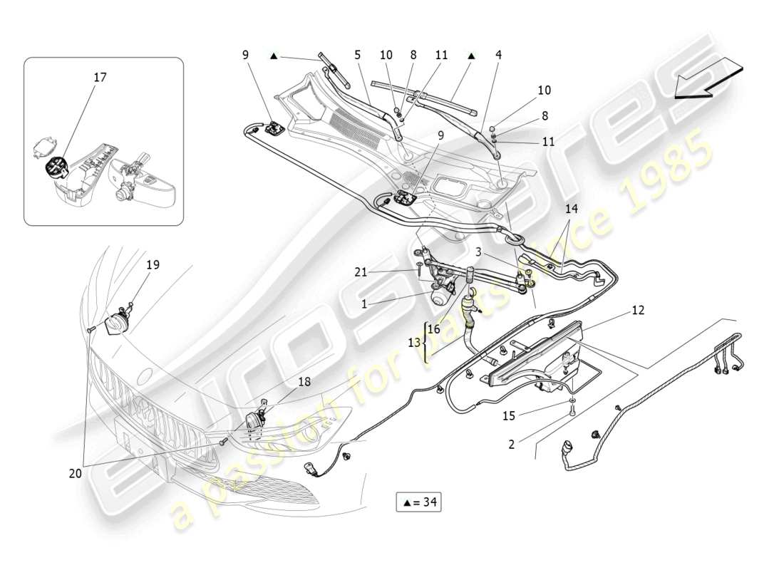 maserati ghibli (2014) externe fahrzeuggeräte teilediagramm