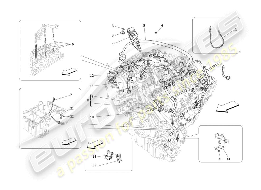 maserati levante (2018) elektronische steuerung: einspritz- und motorsteuerungssteuerung teilediagramm