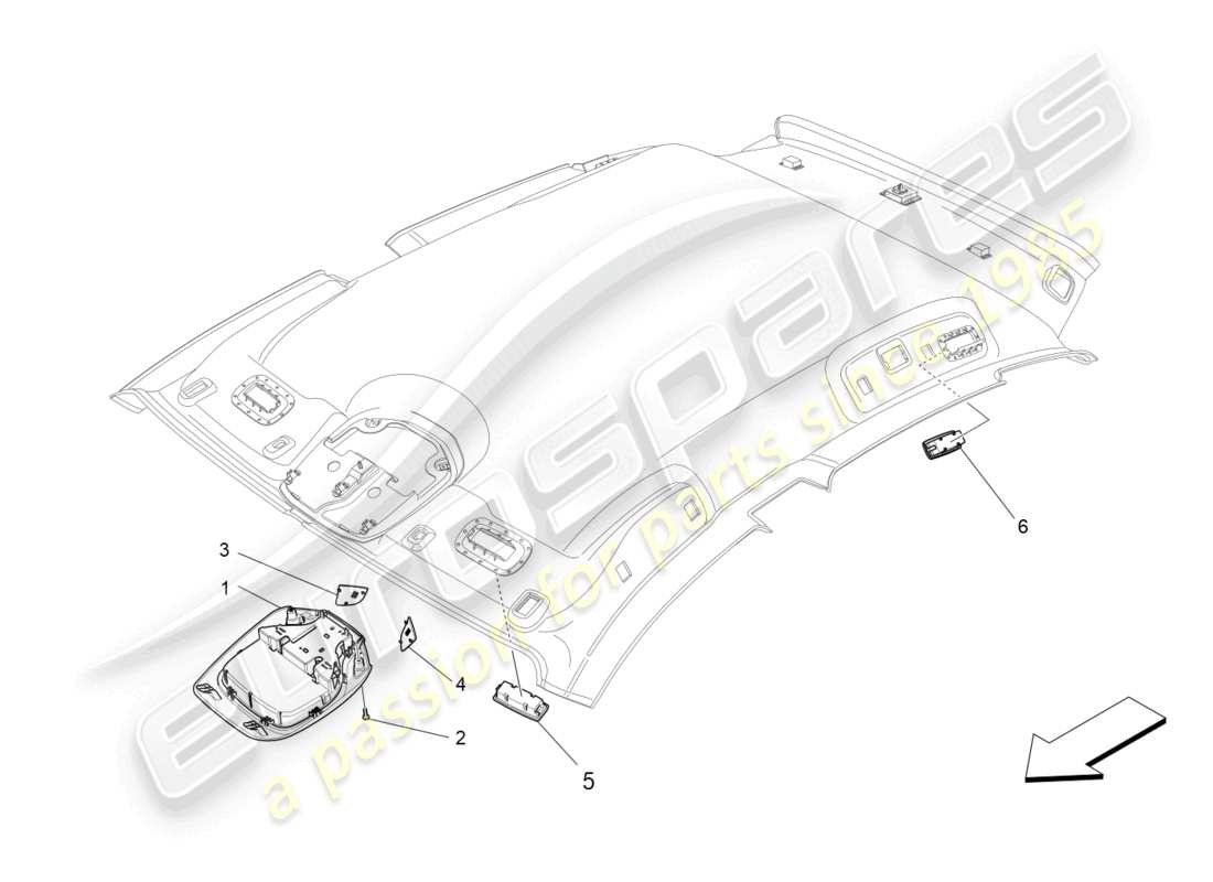 maserati levante trofeo (2020) interne fahrzeuggeräte teilediagramm