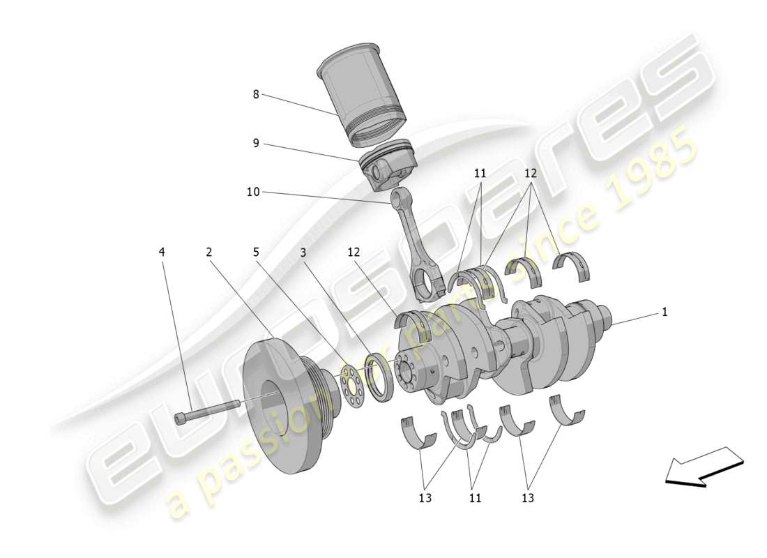 maserati grecale trofeo (2023) kurbelmechanismus teilediagramm